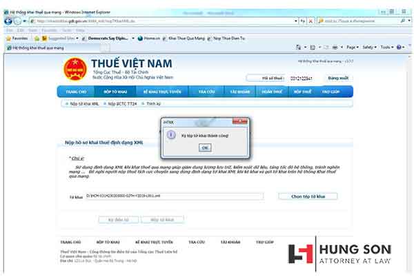 chọn ok khi hệ thống báo ký điện tử thành công