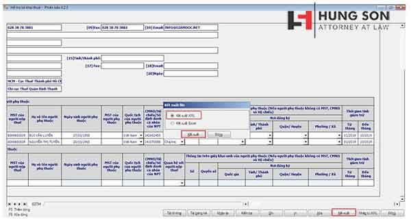 Xuất file XML để nộp tờ khai qua mạng