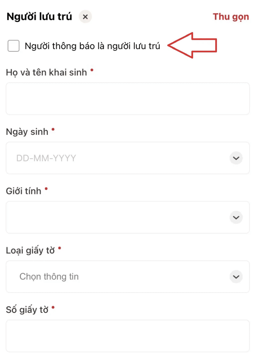 đăng ký lưu trú trên VNID 8